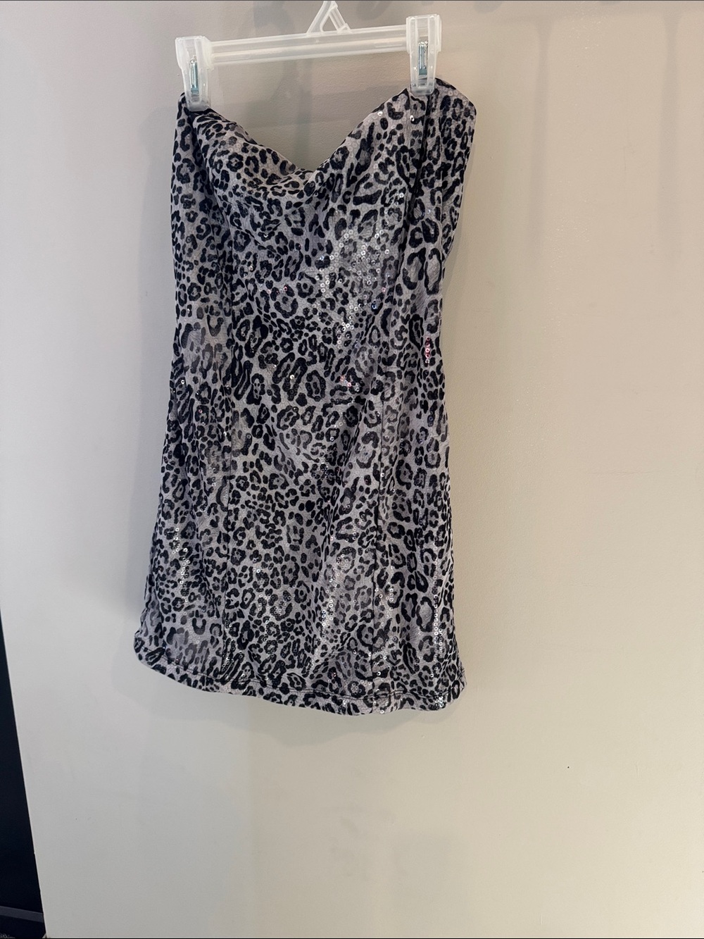 Trixxi Black and Gray Leopard Print Mini Dress